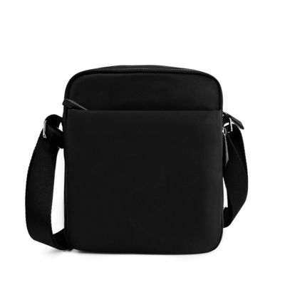 Kleine schwarze Crossbody-Tasche senkrecht mit langem Griff