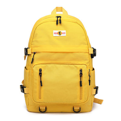Unisex gelb weicher Nylon-Rucksack mit Obergriff und Reißverschluss